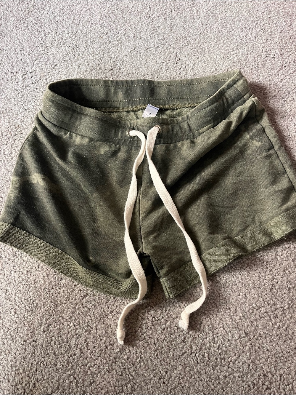 Women's Olive Green Lounge Shorts with Drawstring